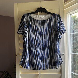 Liz Claiborne Navy & White Layered Blouse Women's L